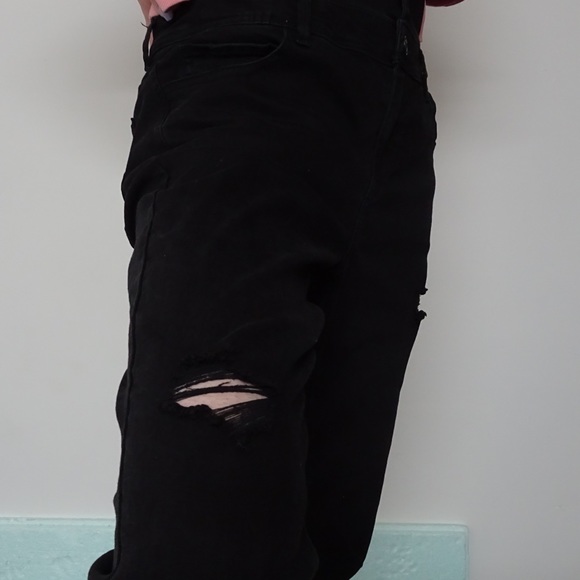 DISTRESSED DARK WASHED BLACK OVERALLS - Picture 6 of 7